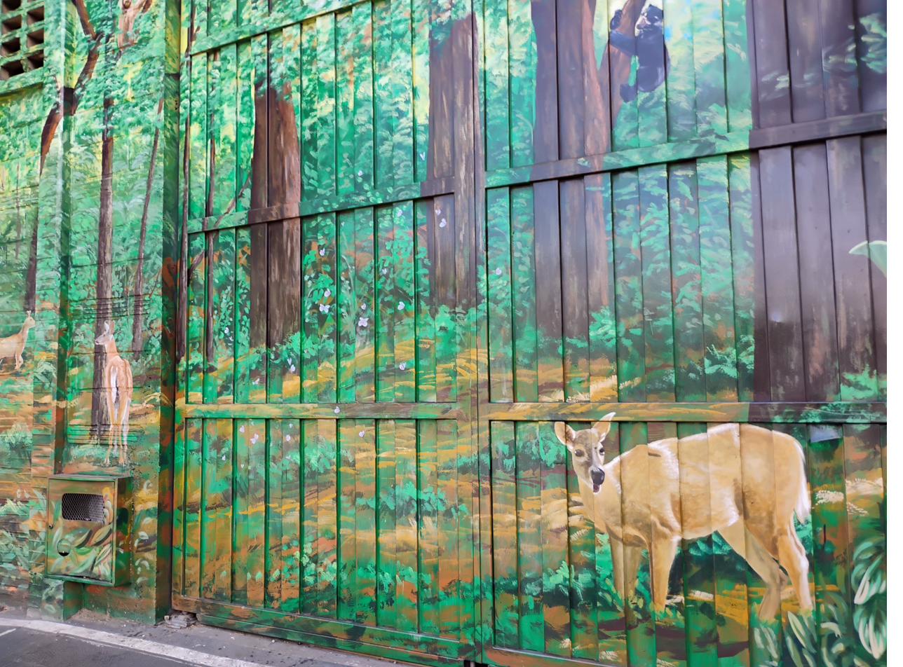 Deer in forest mural